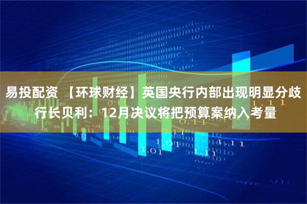 易投配资 【环球财经】英国央行内部出现明显分歧 行长贝利：12月决议将把预算案纳入考量